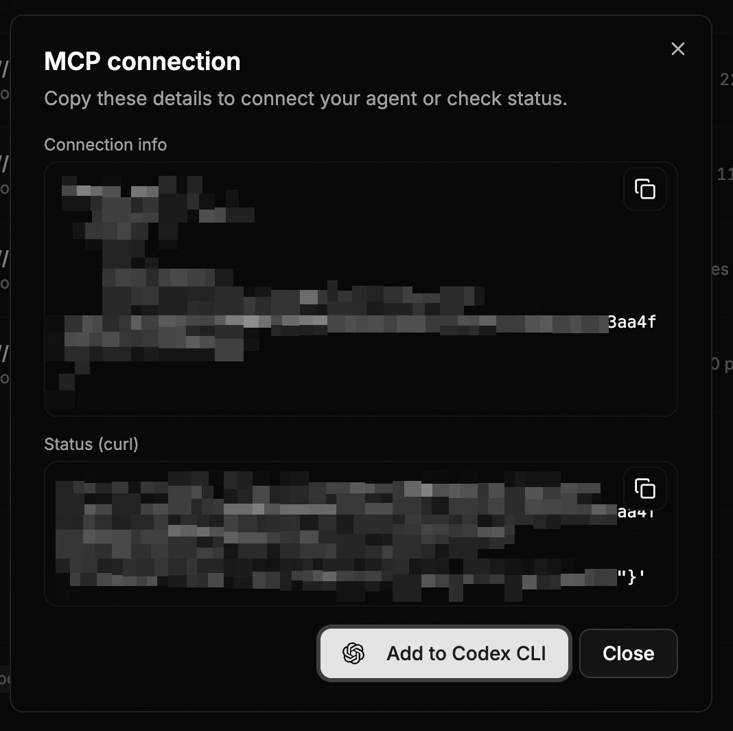 Add to Codex CLI button in the dashboard