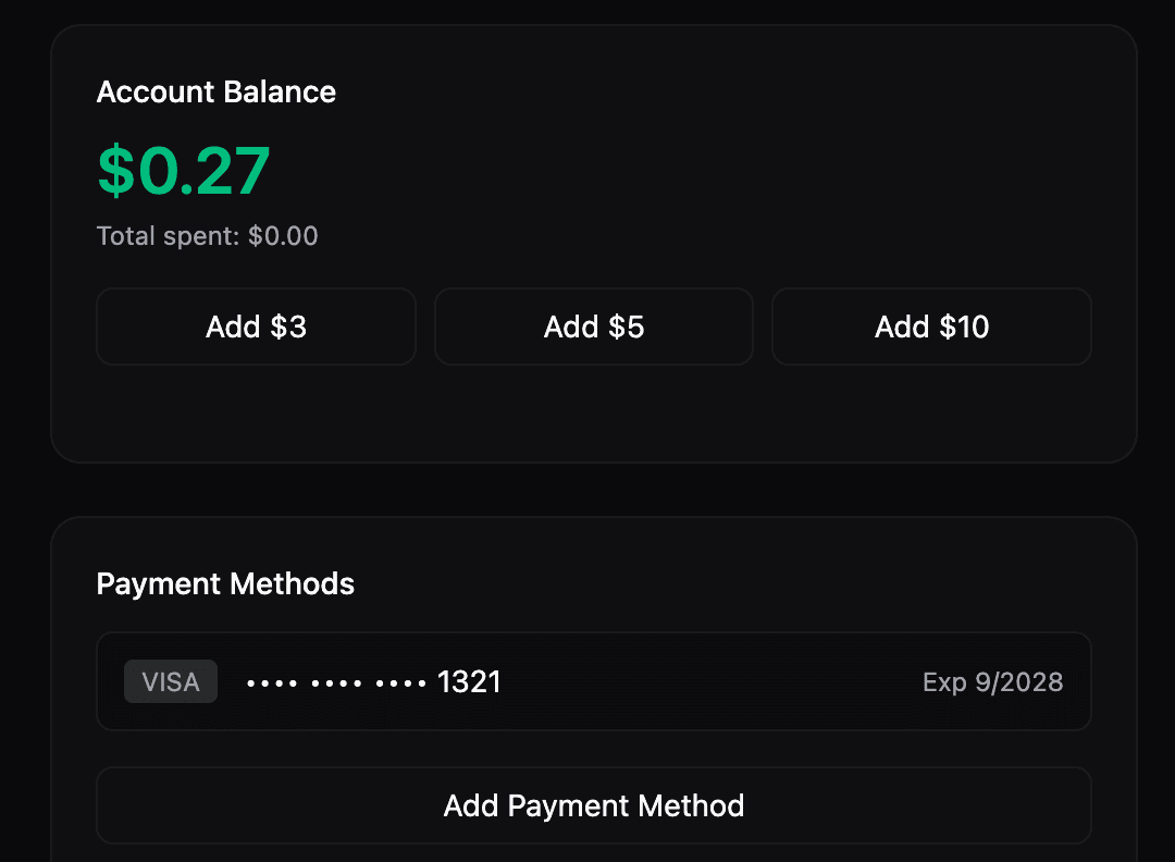 Added $3 credits quick top-up button